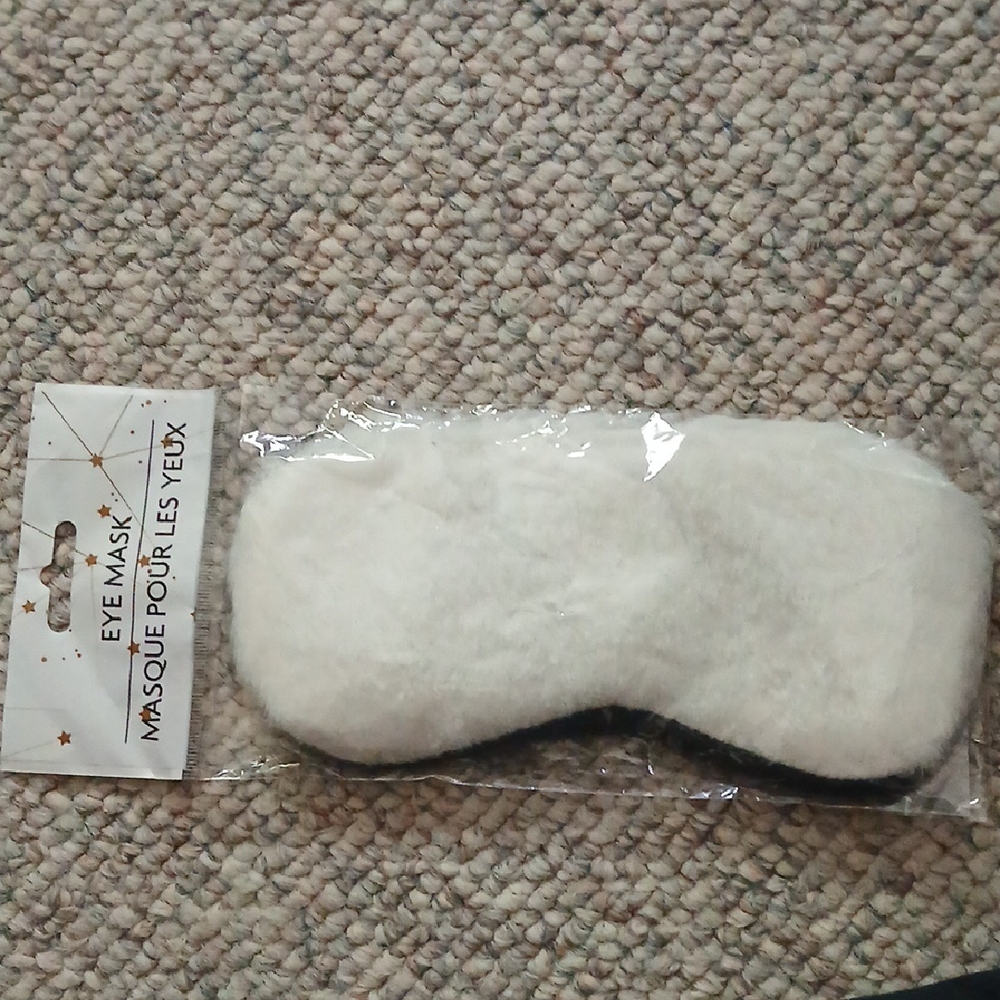 White Fuzzy Eye Mask